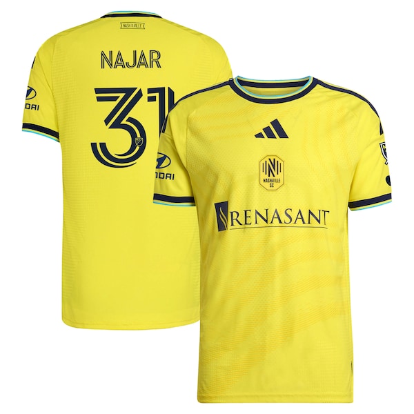 Andy Najar Nashville SC Adidas 2026 THE Reverb KIT ON Field Authentic Patch Jersey Yellow 2026