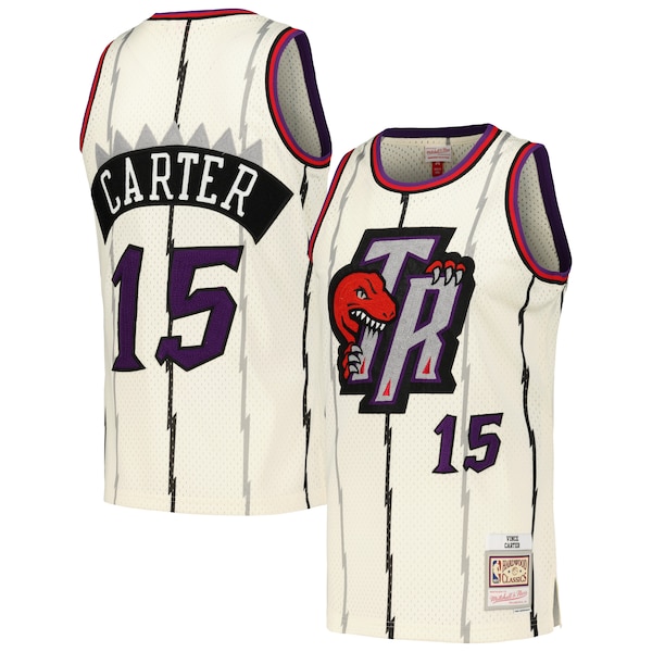 Vince Carter Toronto Raptors Mitchell AND Ness Chainstitch Swingman Jersey Cream 2025/26