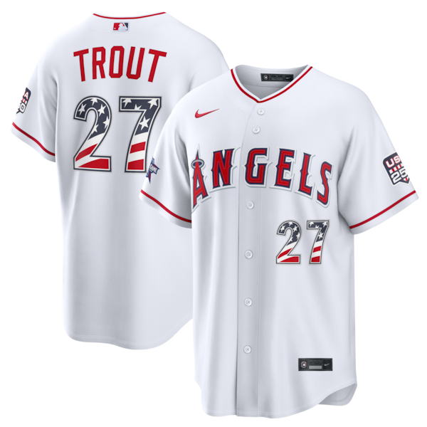 2026 ALL Star Edition Stars AND Stripes LOS Angeles Angels Mike Trout Nike White Stadium Jersey 2026