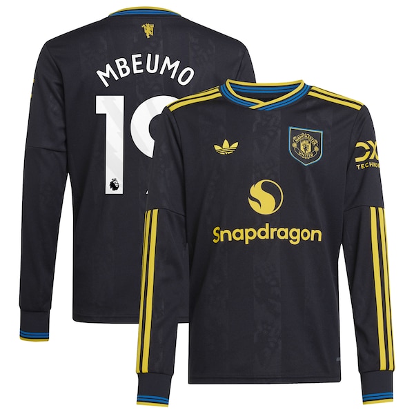 Manchester United Adidas Ersatztrikot 2025 26 Langärmelig Kinder MIT Aufdruck Mbeumo 2025/26