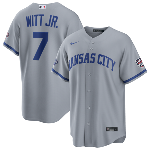 2026 ALL Star Game Kansas City Royals Bobby Witt JR Nike Gray Replica Jersey 2026