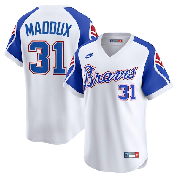 Greg Maddux Atlanta Braves Nike Throwback Cooperstown Collection Limited Jersey White 2025/26
