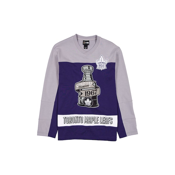 Toronto Maple Leafs NEW ERA Stanley CUP Champions Long Sleeve Hockey Jersey Shirt Navy Gray 2026/27