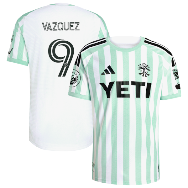 Brandon Vazquez Austin FC Adidas 2026 THE Rooted KIT ON Field Authentic Patch Jersey White 2026