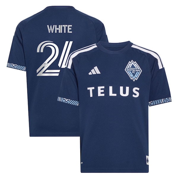 Brian White Vancouver Whitecaps FC Adidas Youth THE Coastal Jersey Replica Jersey Blue 2025/26