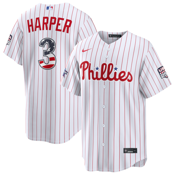 2026 ALL Star Edition Stars AND Stripes Philadelphia Phillies Bryce Harper Nike White Stadium Jersey 2026