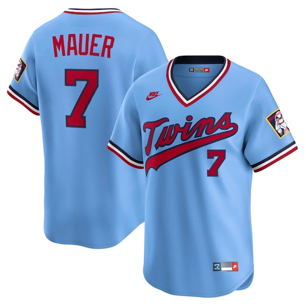 JOE Mauer Minnesota Twins Nike Throwback Cooperstown Collection Limited Jersey Light Blue 2025/26