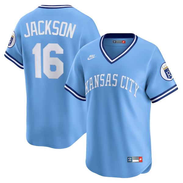 BO Jackson Kansas City Royals Nike Throwback Cooperstown Collection Limited Jersey Light Blue 2026/27