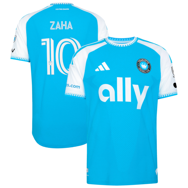Wilfried Zaha Charlotte FC Adidas 2026 Carolina Kit: Crowns UP ON Field Authentic Patch Jersey Blue 2026