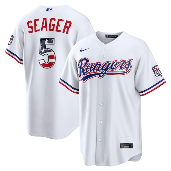 Fourth OF July Texas Rangers Corey Seager Nike White USA 250 Stadium Jersey 2025/26