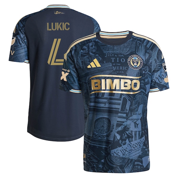 Jovan Lukić Philadelphia Union Adidas 2026 1776 KIT ON Field Authentic Patch Jersey Navy 2026