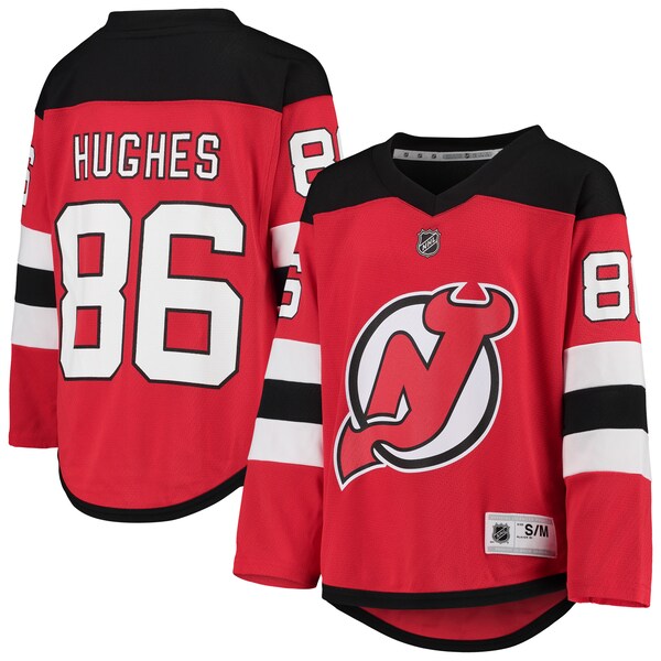 Maillot DE Réplique DE Joueur À Domicile DES Devils DU NEW Jersey Rouge Jack Hughes Pour Jeunes 2025/26