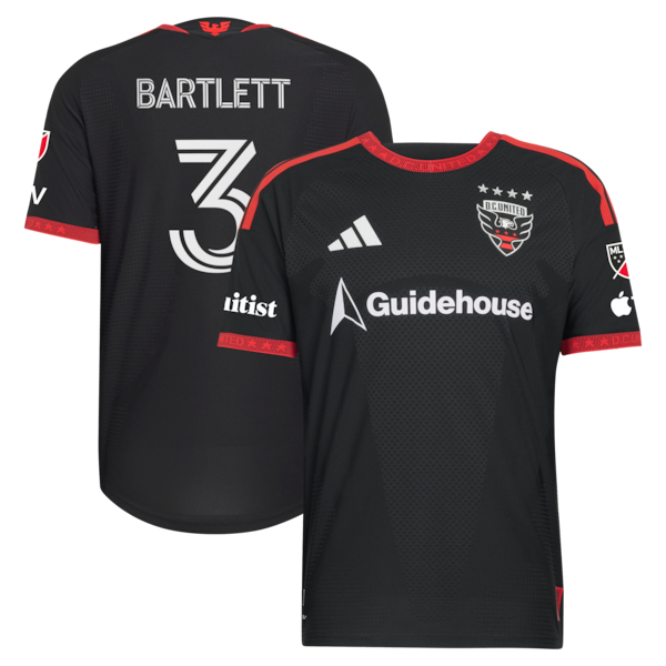 Lucas Bartlett DC United Adidas 2026 Black AND RED KIT ON Field Authentic Patch Jersey Black 2026