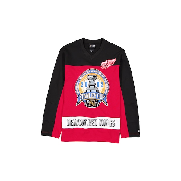 Detroit RED Wings NEW ERA Stanley CUP Champions Long Sleeve Hockey Jersey Shirt RED Black 2026/27