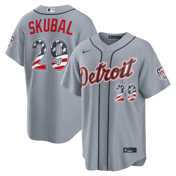 Fourth OF July Detroit Tigers Tarik Skubal Nike Gray USA 250 Stadium Jersey 2025/26