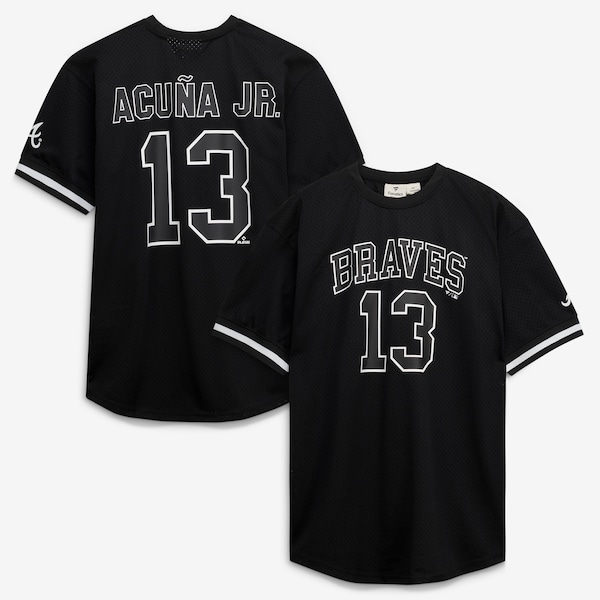 Ronald Acuña JR Atlanta Braves Fanatics BIG AND Tall Heavyweight Mesh Jersey Black White 2025/26