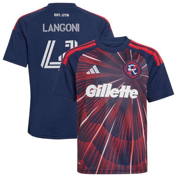 Luca Langoni NEW England Revolution Adidas Youth 2026 Independence DAY Replica Jersey Blue 2026