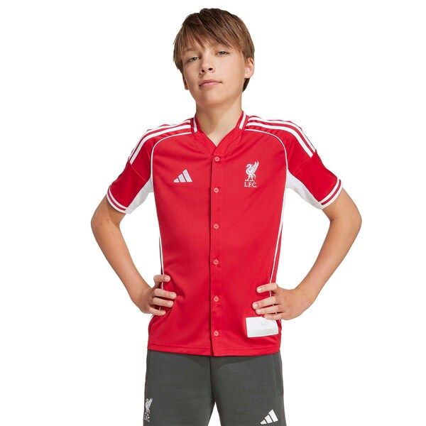Adidas RED Liverpool Full Button Baseball Jersey 2025/26