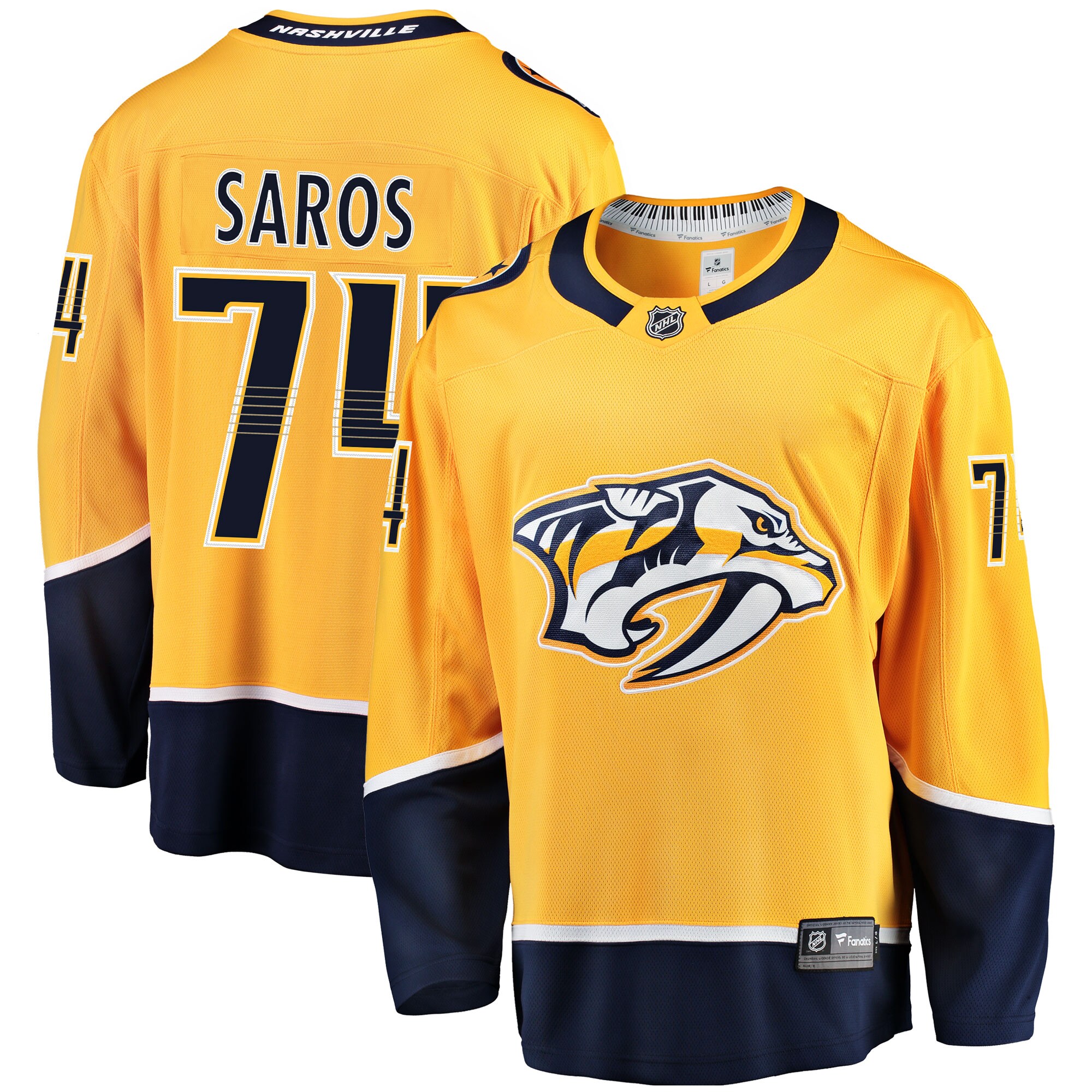 Juuse Saros Nashville Predators Fanatics Breakaway Player Jersey Gold 2025/26