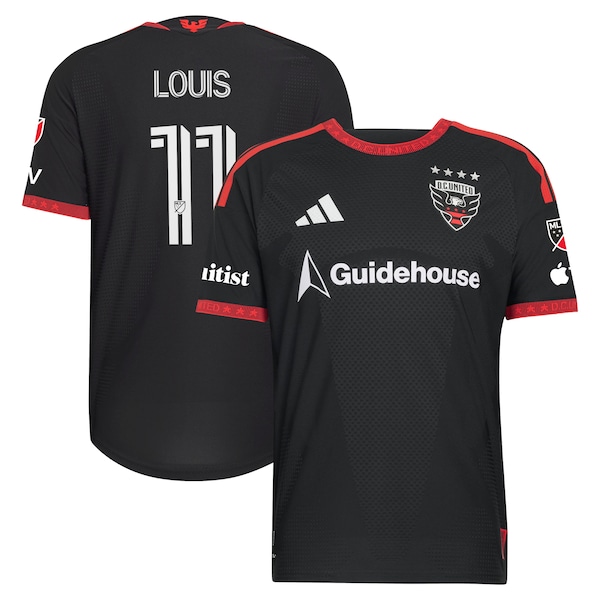 Louis Munteanu DC United Adidas 2026 Black and RED KIT ON Field Authentic Patch Jersey Black 2026