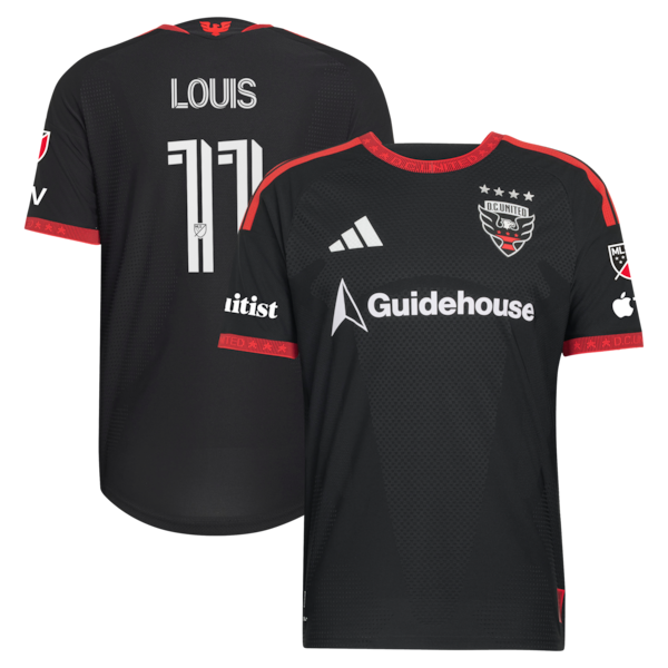Louis Munteanu DC United Adidas 2026 Black AND RED KIT ON Field Authentic Patch Jersey Black 2026