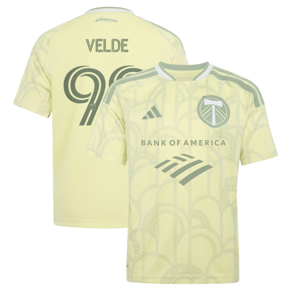 Kristoffer Velde Portland Timbers Adidas Youth 2026 Civic Stadium KIT Replica Jersey Yellow 2026