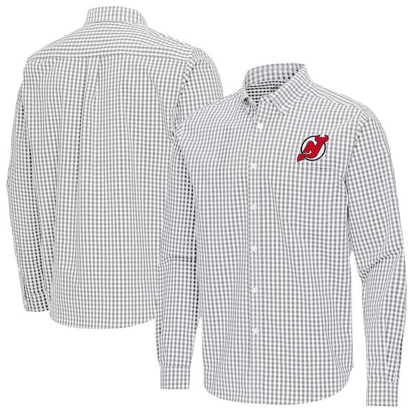 NEW Jersey Devils Antigua Ellis TRI Blend Long Sleeve Button Down Shirt Gray 2025/26