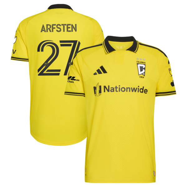 Maximilian Arfsten Columbus Crew Adidas 2026 the Crafted FOR Excellence KIT ON Field Authentic Patch Jersey Yellow 2026