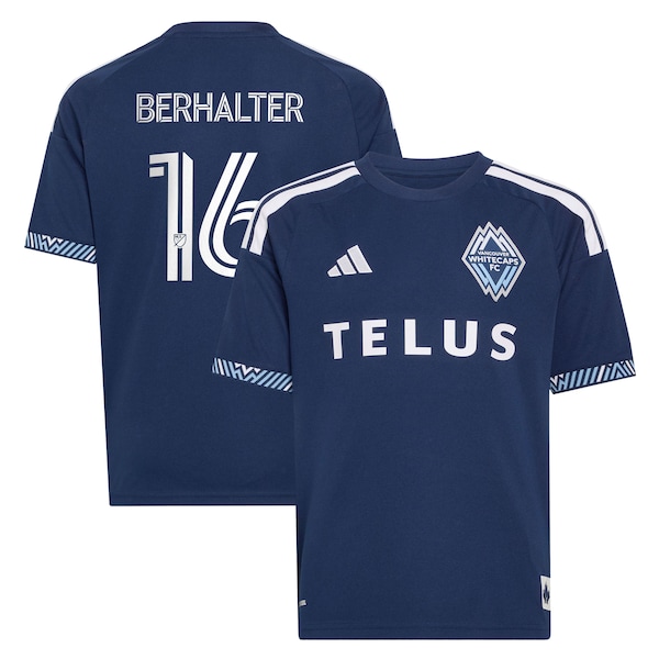 Sebastian Berhalter Vancouver Whitecaps FC Adidas Youth THE Coastal Jersey Replica Jersey Blue 2025/26
