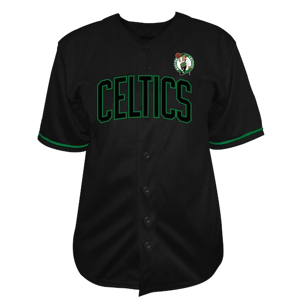 Boston Celtics Fanatics BIG AND Tall POP Full Button Baseball Jersey Black 2025/26
