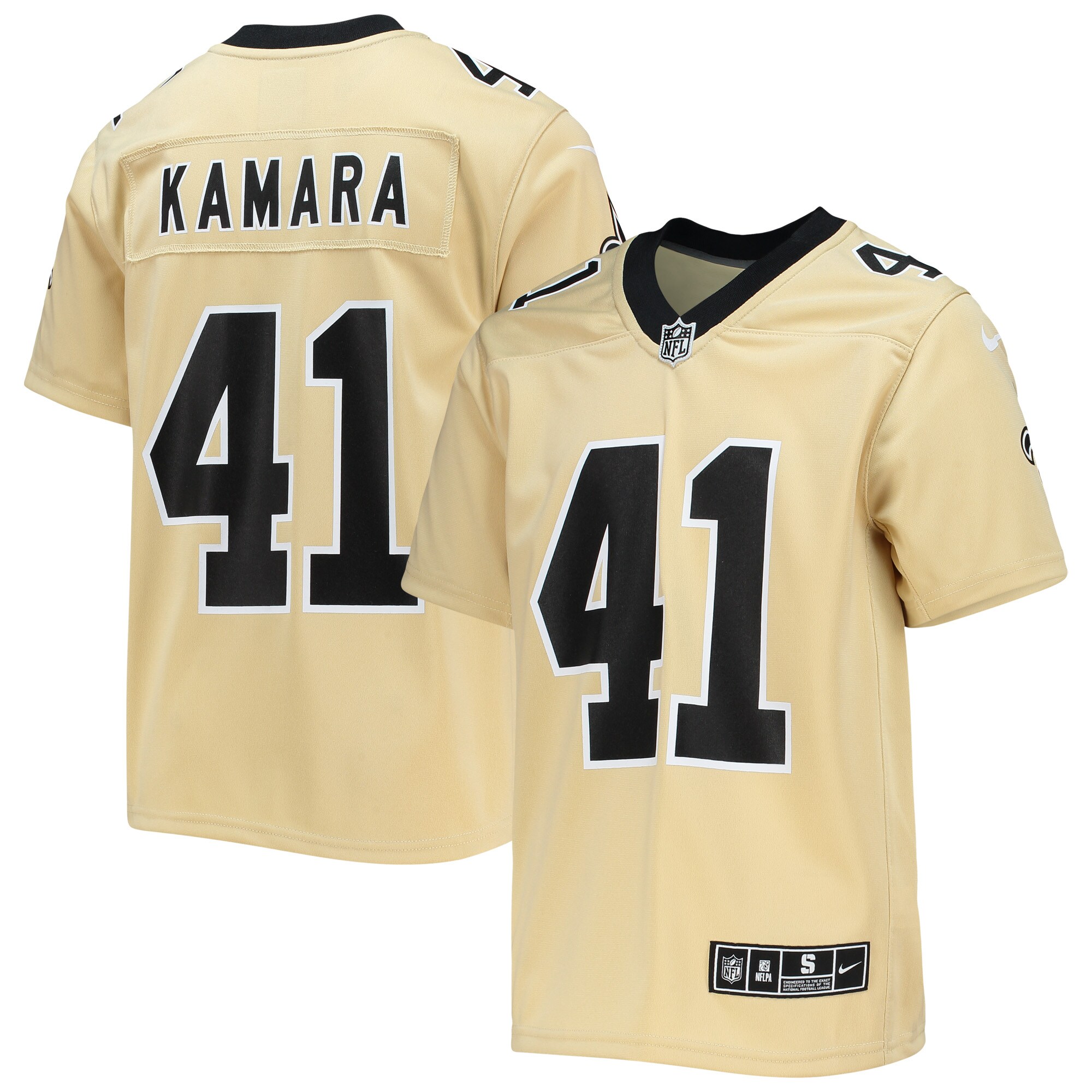 Alvin Kamara NEW Orleans Saints Nike Youth Inverted Team Game Jersey Gold 2025/26