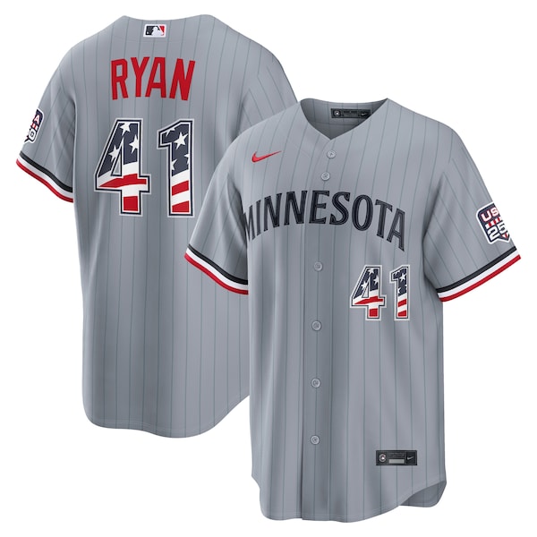 Fourth of July Minnesota Twins JOE Ryan Nike Gray USA 250 Stadium Jersey 2026/27