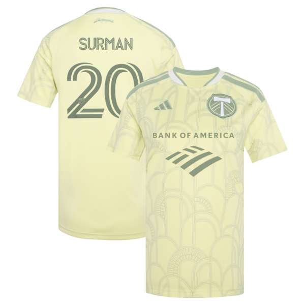 Adidas Finn Surman Yellow Portland Timbers 2026 Civic Stadium KIT Replica Jersey 2026