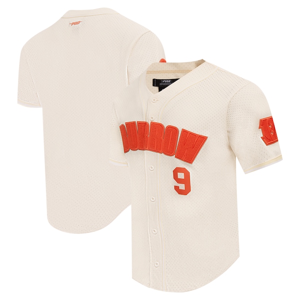 JOE Burrow Cincinnati Bengals PRO Standard Name AND Number Triple Tonal Button UP Baseball Jersey Cream 2025/26