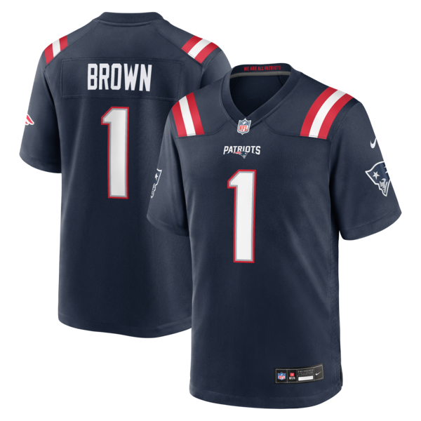 AJ Brown NEW England Patriots Nike Team Game Jersey Navy 2025/26