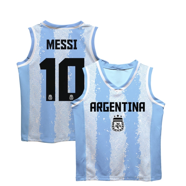 Lionel Messi Argentina National Team Vive LA Fete Youth Painted Stripes Basketball Jersey Light Blue 2026