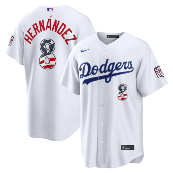 Fourth OF July LOS Angeles Dodgers Enrique Hernández Nike White USA 250 Stadium Jersey 2025/26