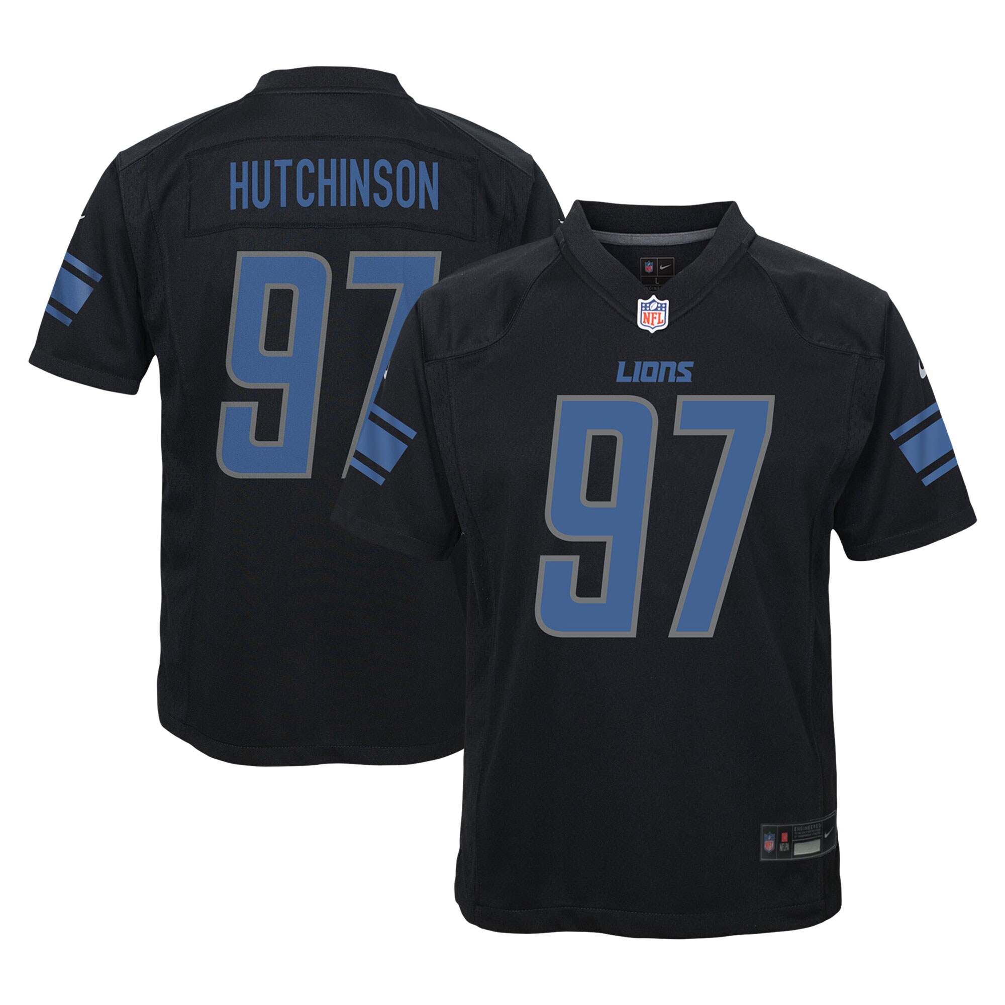 Aidan Hutchinson Detroit Lions Nike Youth Game Jersey Black 2025/26