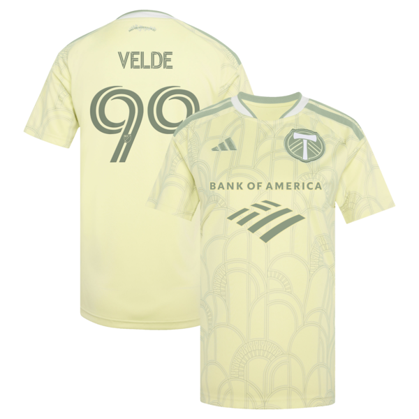 Adidas Kristoffer Velde Yellow Portland Timbers 2026 Civic Stadium KIT Replica Jersey 2026