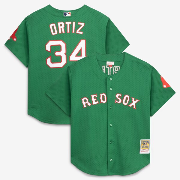 Mitchell and Ness David Ortiz Kelly Green Boston RED SOX Cooperstown Collection Mesh Schlagtrainings Trikot FÜR 2026/27
