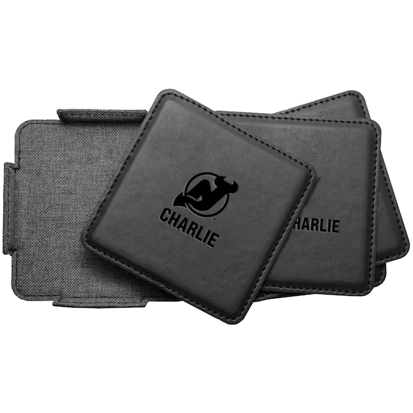 NEW Jersey Devils 4 Pack Personalized Leather Coaster SET 2025/26