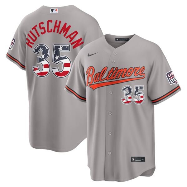 Fourth OF July Baltimore Orioles Adley Rutschman Nike Gray USA 250 Stadium Jersey 2025/26