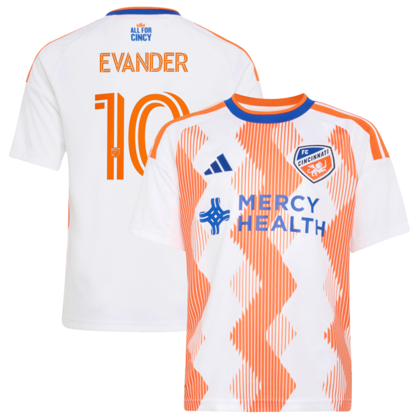 Evander DA Silva Ferreira FC Cincinnati Adidas Youth 2026 THE Seven Hills KIT Replica Jersey White 2026