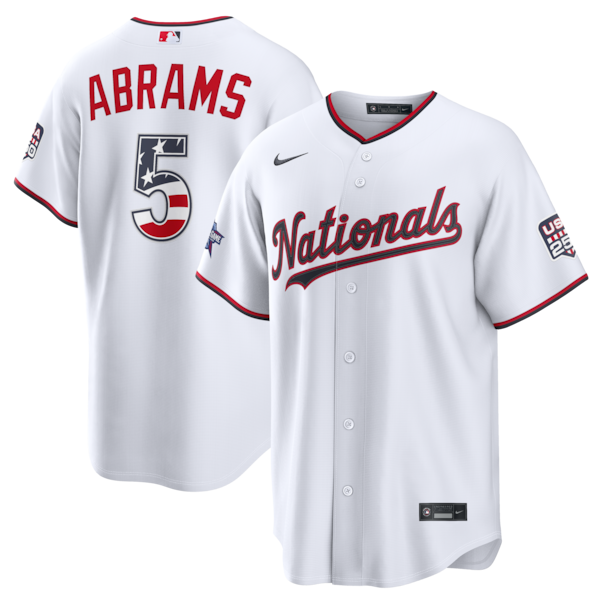 2026 ALL Star Edition Stars AND Stripes Washington Nationals CJ Abrams Nike White Stadium Jersey 2026