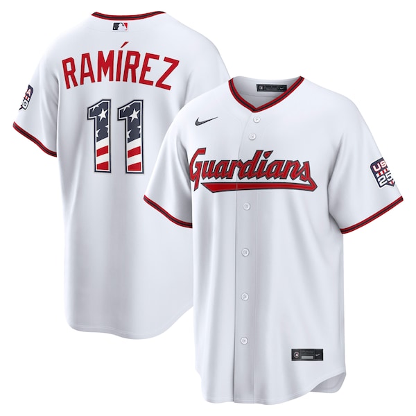 Fourth OF July Cleveland Guardians José Ramírez Nike White USA 250 Stadium Jersey 2025/26