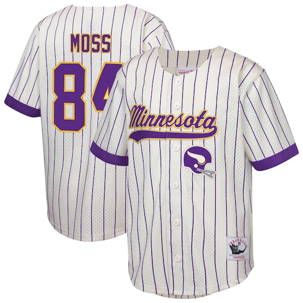 Randy Moss Minnesota Vikings Mitchell AND Ness Youth Retired Player Name AND Number Baseball Jersey Cream 2025/26