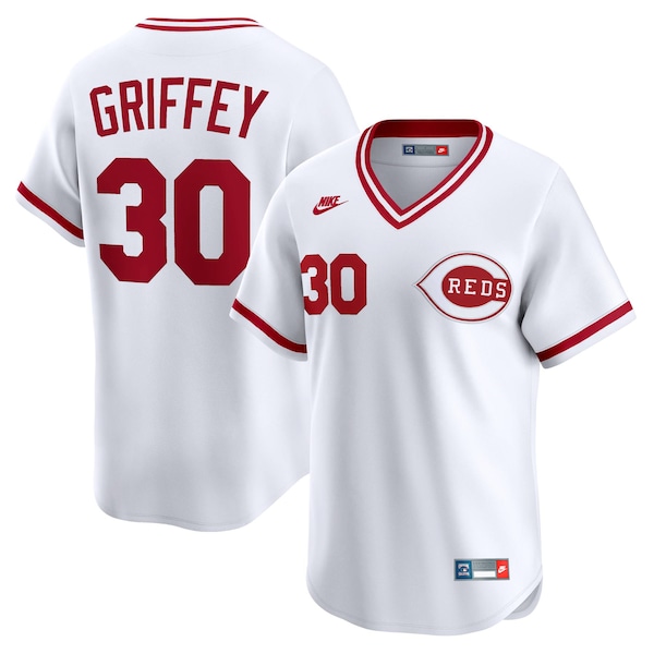 KEN Griffey Cincinnati Reds Nike Throwback Cooperstown Collection Limited Jersey White 2026/27
