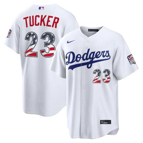 Fourth of July LOS Angeles Dodgers Kyle Tucker Nike White USA 250 Stadium Jersey 2026/27