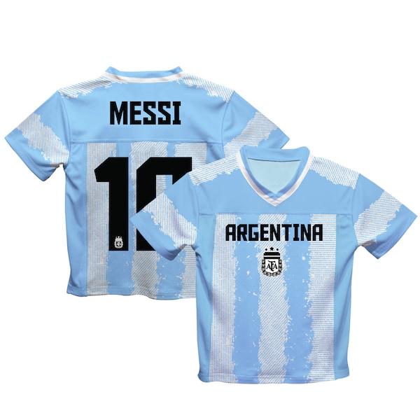 Lionel Messi Argentina National Team Vive LA Fete Youth Painted Stripes Football Jersey Light Blue 2026