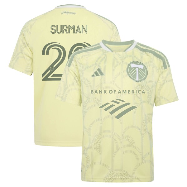 Adidas Finn Surman Yellow Portland Timbers 2026 Civic Stadium KIT Replica Jersey 2026